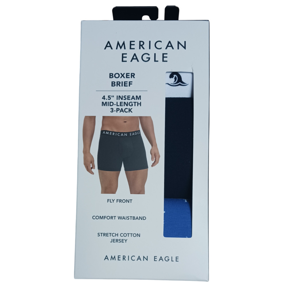 American Eagle Mens 3-Pack Classic 4.5" Boxer Brief Multi-Color X-Small (26-28")